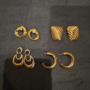 Vintage Elegant Gold-Tone Earrings. Lot Of 4
